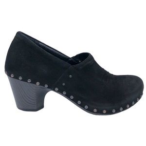 Dansko Nori Studded Slouchy Boho Black Suede Leather Heeled Comfort Clog Size 40